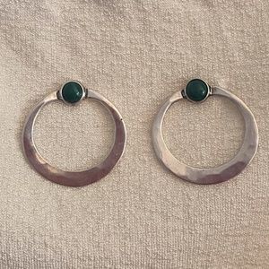 Vintage Timothy Shea Signed Sterling Silver and Malachite earrings